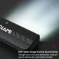 Rechargeable front bike light showing wide-angle LED beam from dark housing