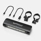 Rechargeable front bike light kit with cables and two handlebar mounting brackets
