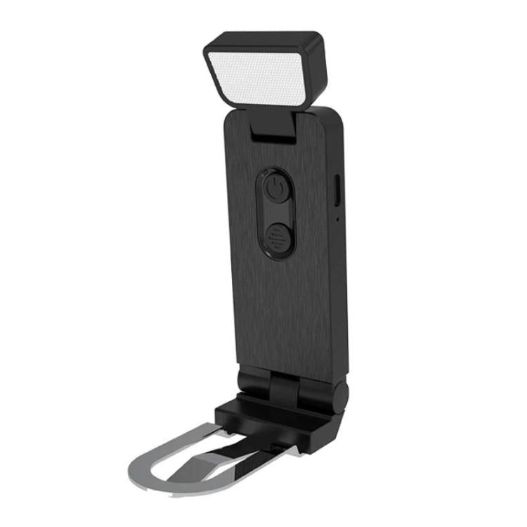 Black clip-on LED mini bookmark lamp with foldable light head