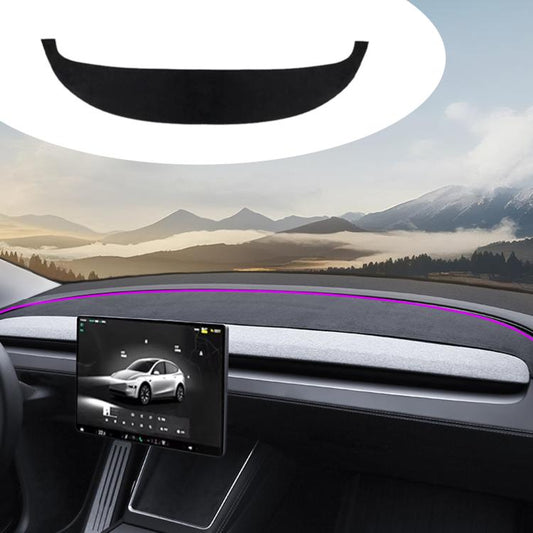Suede Dashboard Lightproof Mat Sun Protection Sunshade Mat For Tesla Model Y L / 2025+ MODEL Y JUNIPER, 3mm Widened, 4mm