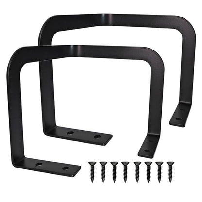 Black metal bed corner mattress retainer kit with anti-slip brackets and screws