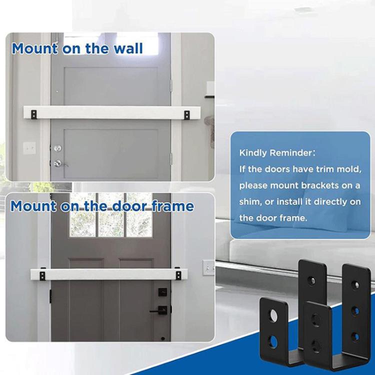 Open U-Shaped Door Bar Reinforcement Bracket Door Security Barrier Bracket, 2pcs, 4pcs