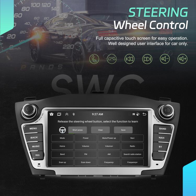 Car head unit screen showing steering wheel control settings