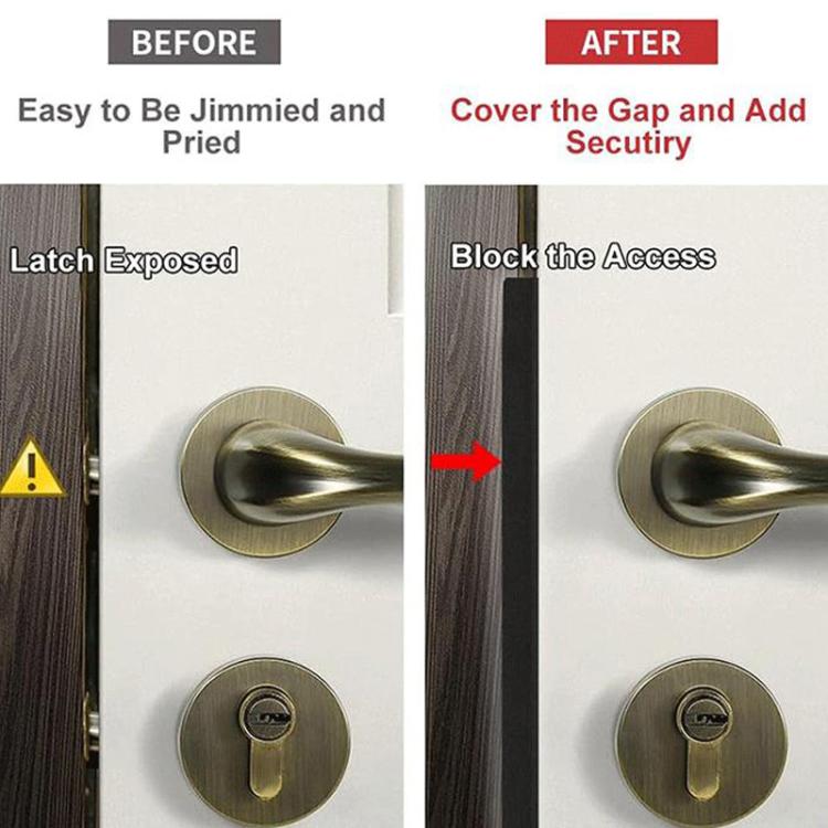 Door latch protector cover installed to block the gap around the latch