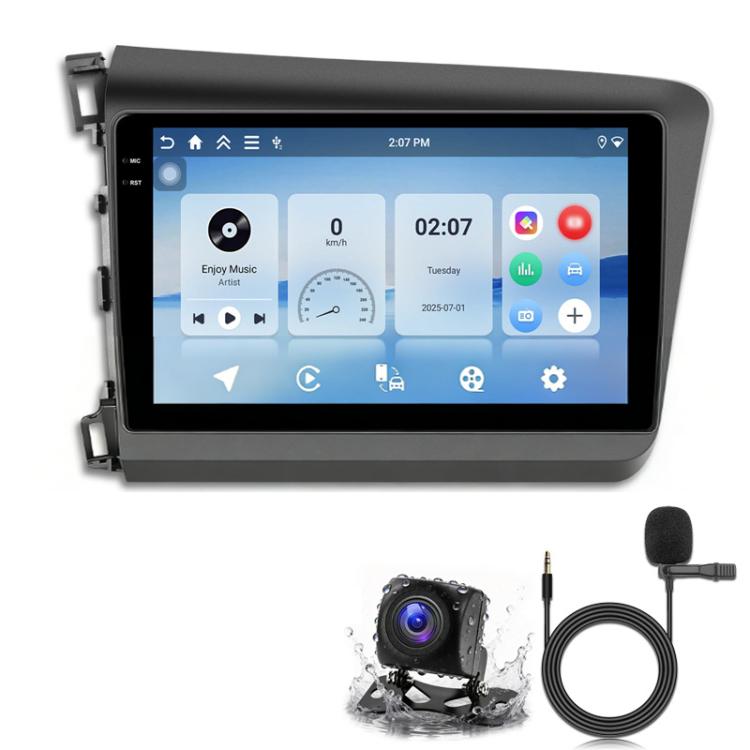 Car Android navigation head unit with rear camera and microphone accessories