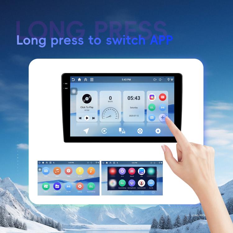 Android car navigation head unit with app switch touchscreen and finger tap