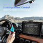Android car head unit showing steering wheel control app on touch screen