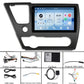 Android car head unit with touchscreen plus included wiring and accessory cables