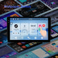 Car Android head unit displaying home screen widgets and app icons