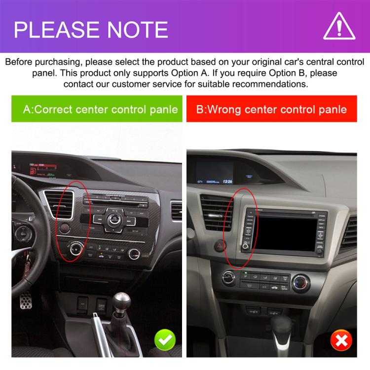 Android car central control screen navigation unit for Honda Civic dashboard