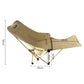 Beige reclined folding camping moon chair with extended leg support