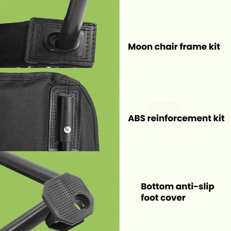 Moon chair frame kit with ABS reinforcement and anti-slip foot cover, black