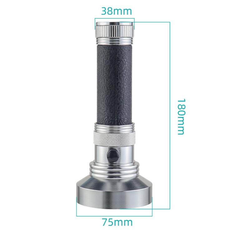 UV flashlight size: 180mm long, 75mm head diameter, 38mm body width