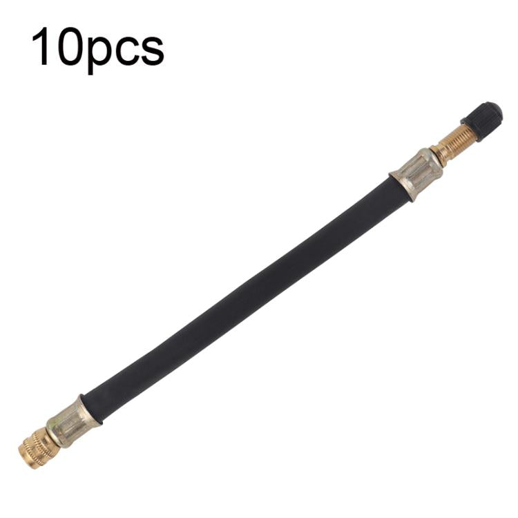 Black bicycle pump extension hose with copper fittings and end valve cap