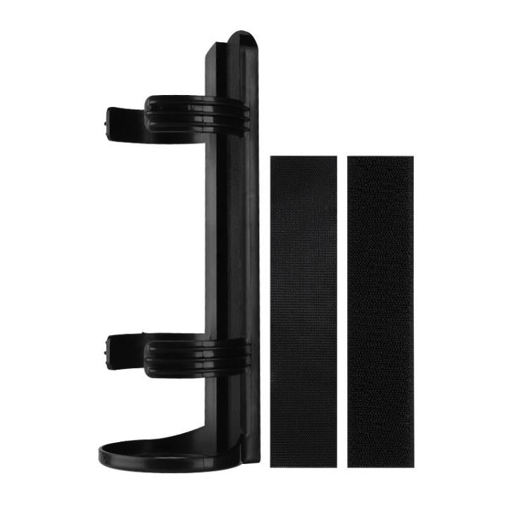 Black plastic car fire extinguisher bracket with two mounting loops