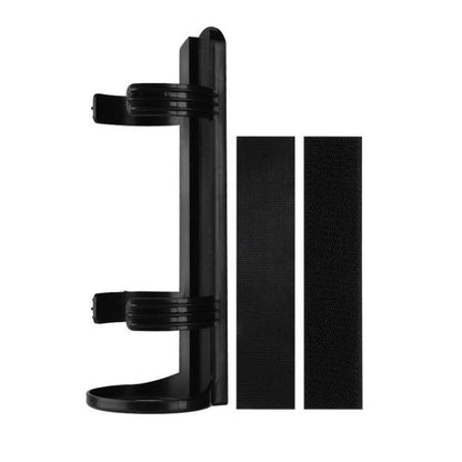 Black plastic car fire extinguisher bracket with two mounting loops