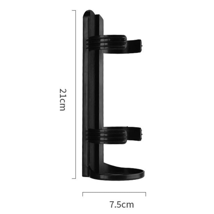 Black plastic extinguisher bracket, side view with mounting loop openings