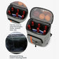 Gray insulated backpack cooler with open top and interior compartment plus mesh zip pocket