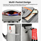 Gray insulated backpack cooler with multiple exterior pockets and side bottle/utility holders