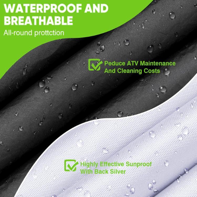 Waterproof breathable ATV cover fabric with water droplets and lighter backing layer