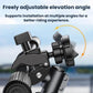 Freely adjustable bike phone holder with pivoting elevation and grip clamp