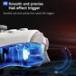 White wireless gamepad trigger area with curved blue light effect