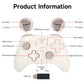 White wireless gamepad front layout with buttons, D-pad, sticks, and indicator light
