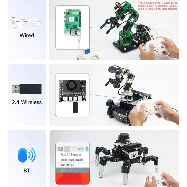 White wired and wireless gamepad controller with USB receiver dongle and cables