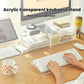 Clear acrylic keyboard stand bracket on desk, raised platform for keyboard