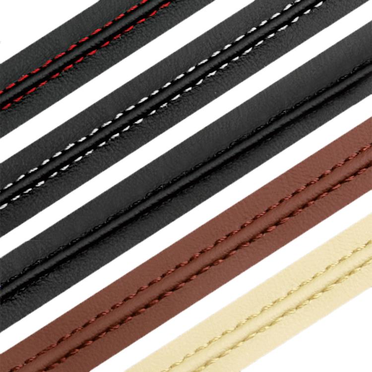 Set of leather-style trim strips with contrasting stitching in red, white, brown, and beige