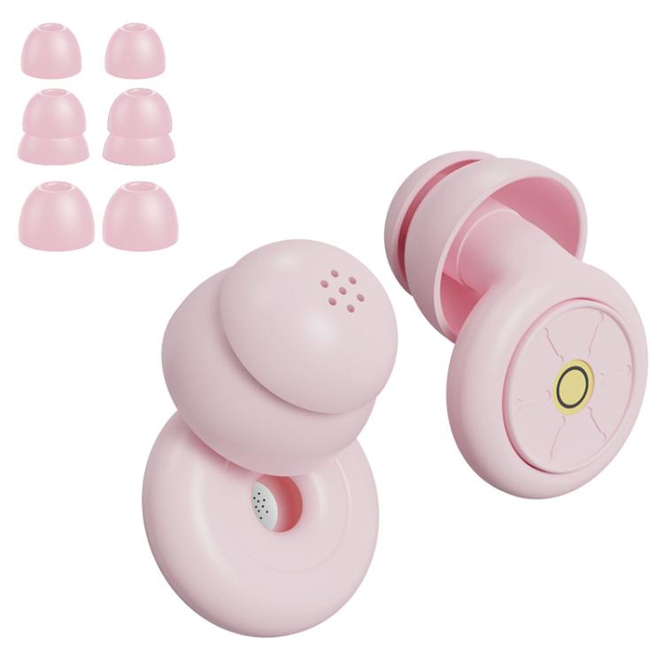 Pink noise reduction sleep earplugs, dual-disc design with vent holes