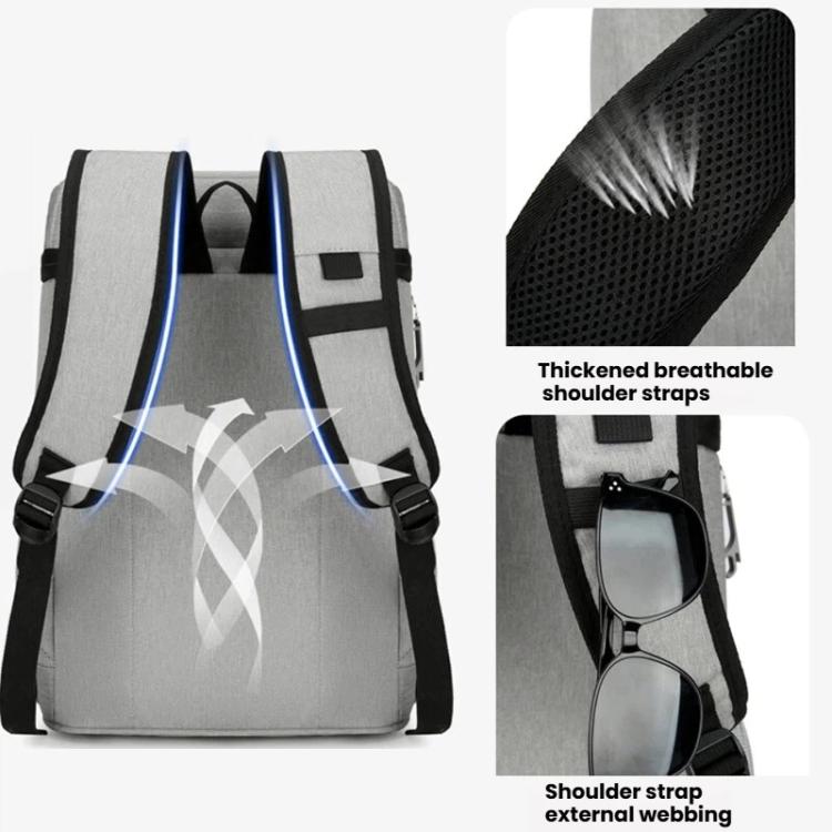 Light gray insulated cooler backpack with thick breathable shoulder straps and side pocket