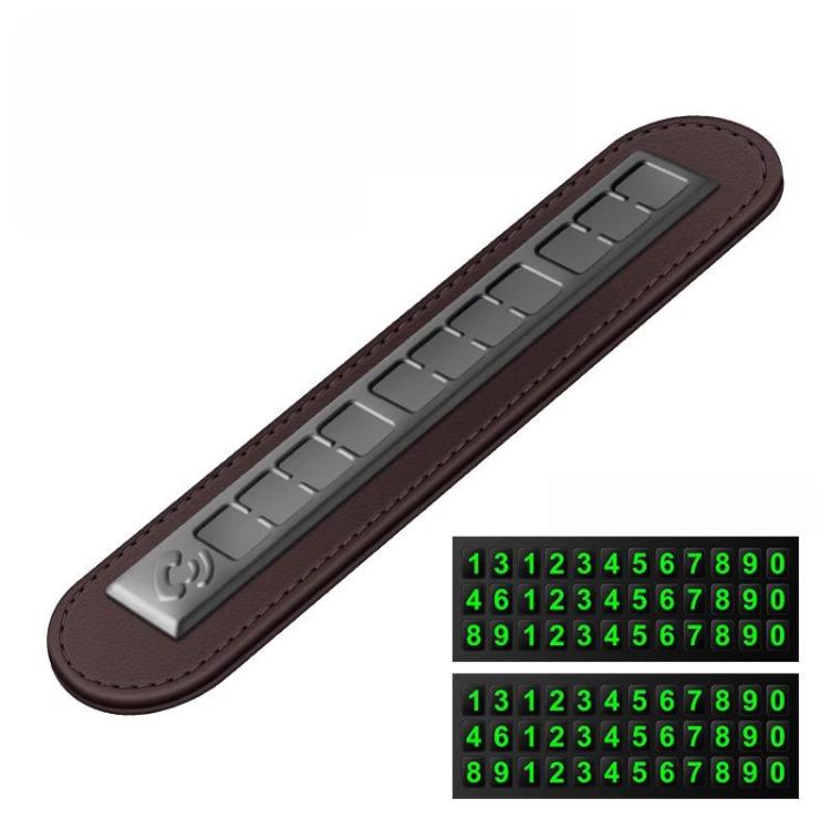 Temporary parking phone number sign, brown with green illuminated digit display