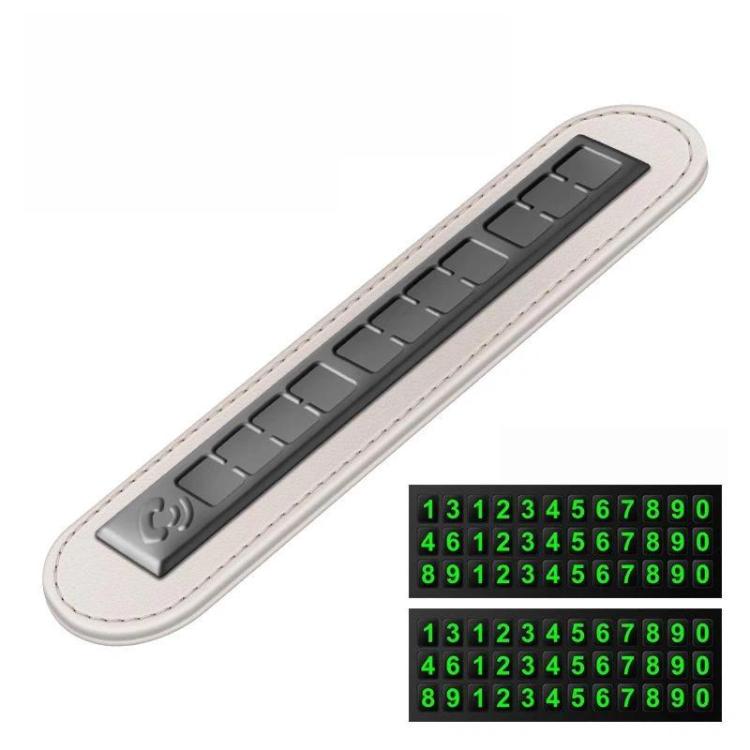 Temporary parking phone number sign, light-colored with green illuminated digit display