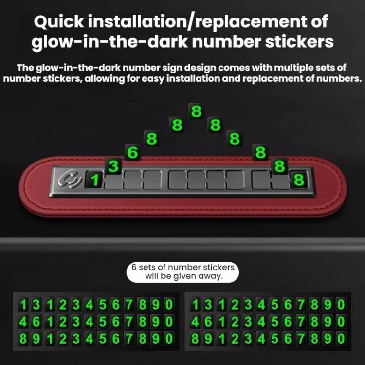 Temporary parking phone number sign with red border and green digit stickers display