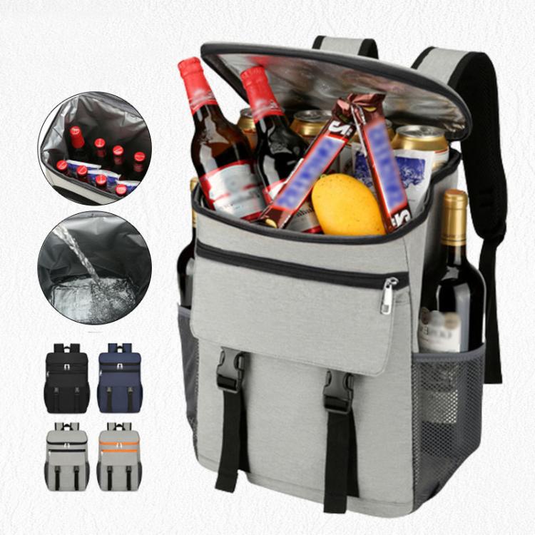 Vanaheimr insulated hiking backpack, open compartment with water bottles inside.