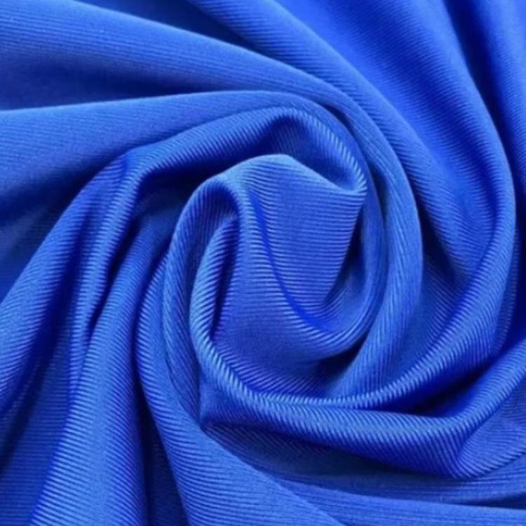 Blue ribbed fabric sensory body sock material close-up