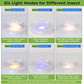 White insect trap showing multiple light modes: warm, blue, and dual colors