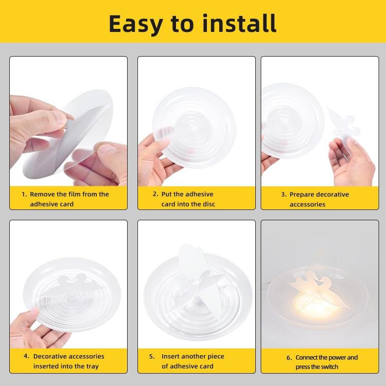 Flea trap installation steps with adhesive disc placement over the light base