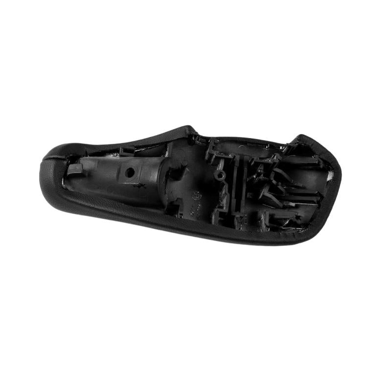 Black leather-look gear shift knob cover, underside with clips