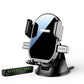 Black rotating phone holder on round base with measurement ruler detail