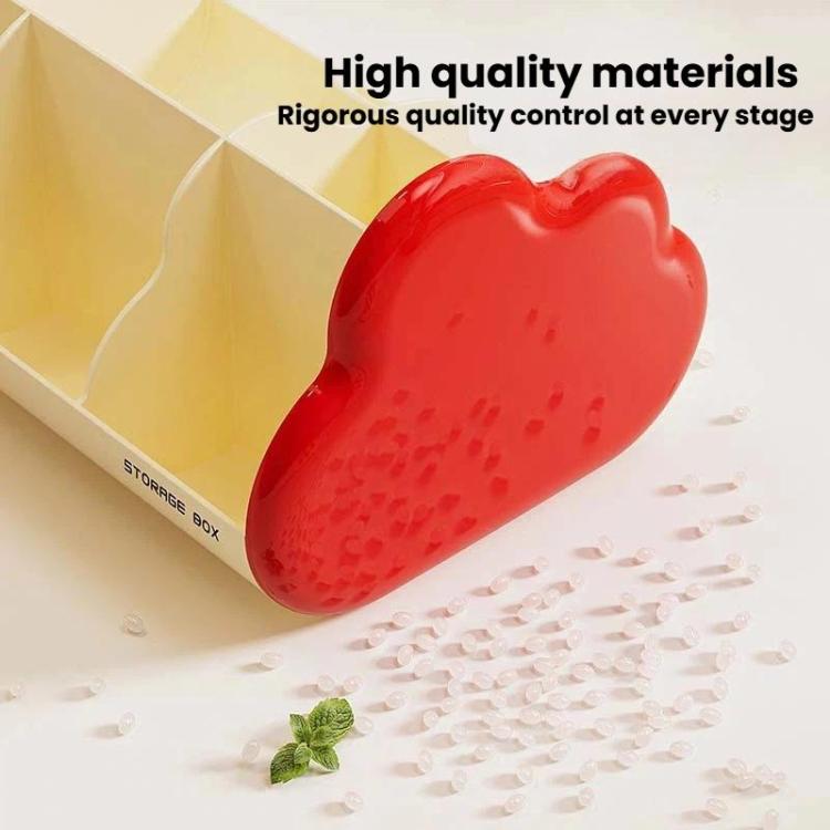 Heart-shaped red desktop cosmetic storage box with open compartments