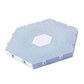 Blue hexagon cat scratcher mat with honeycomb scratching surface and round center cutout