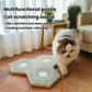 Green L-shaped hex cat scratcher mat with honeycomb surface and round center cutout