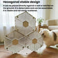 Beige hexagonal cat scratcher puzzle mat with honeycomb surface panels