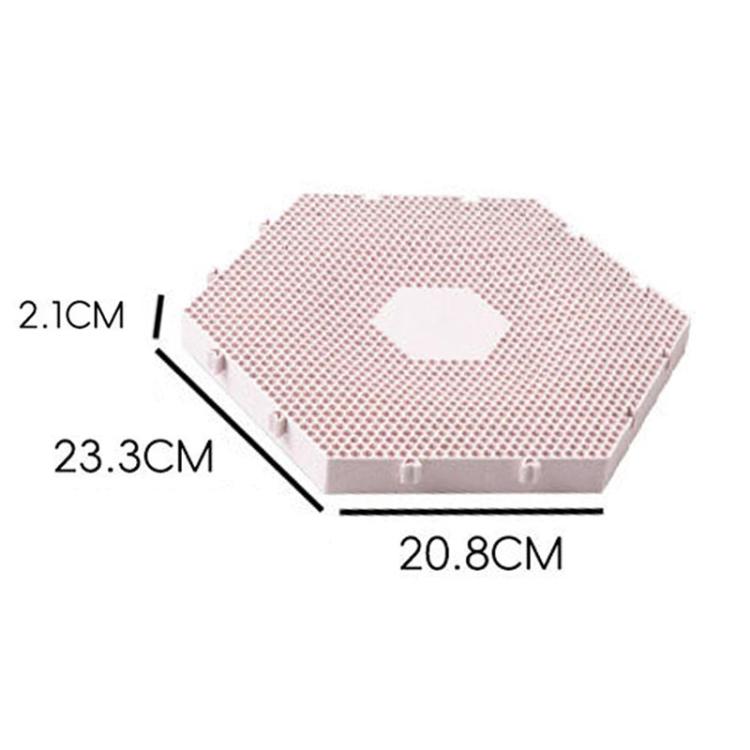Pink hexagonal cat scratcher board, 20.8 x 23.3 cm top view