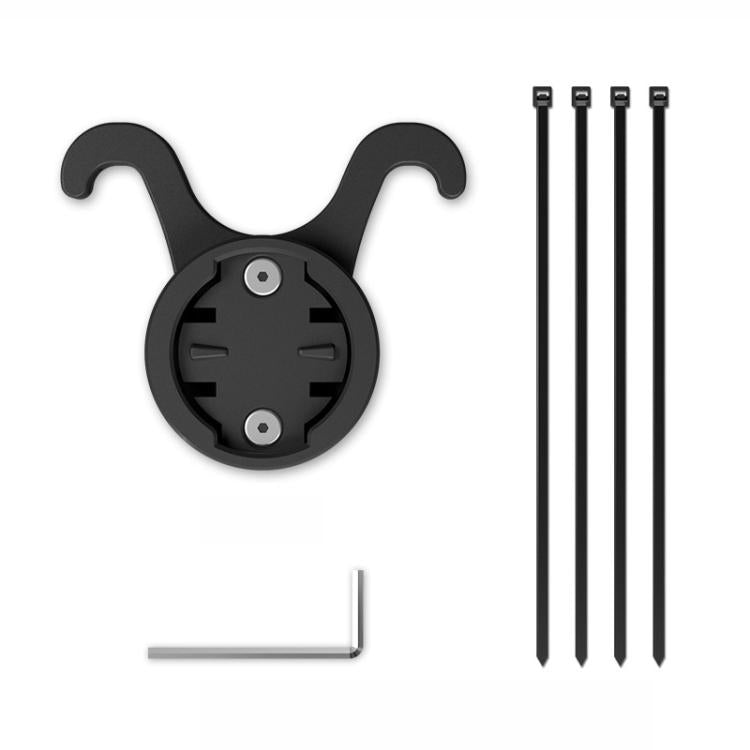 Black bike tail light mounting bracket with base, side clamps, and included zip ties
