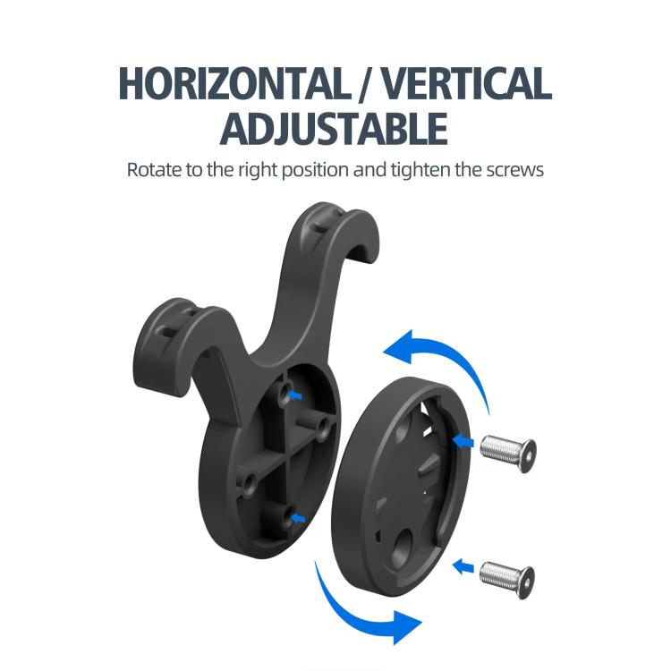 Adjustable black bike tail light mount bracket with rotating base and screw hardware