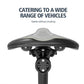 Black bike tail light mounting bracket installed under bicycle saddle with stable base