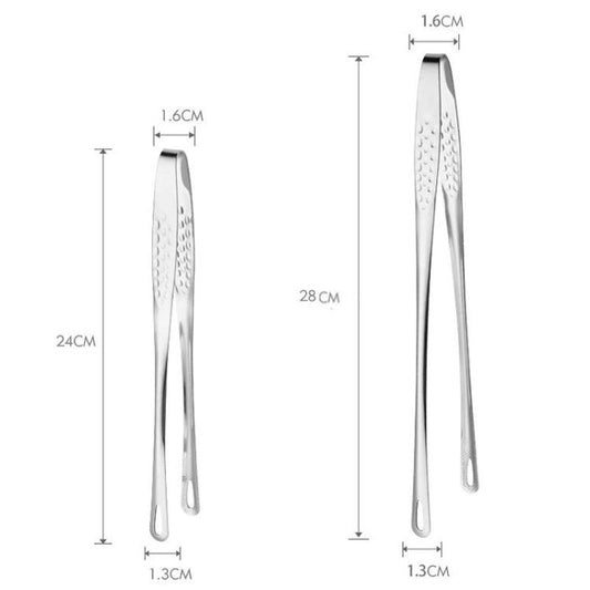 Stainless Steel Barbecue Tongs For Buffets Kitchen Heat-resistant Food Tongs, 24cm, 28cm 201 Stainless Steel